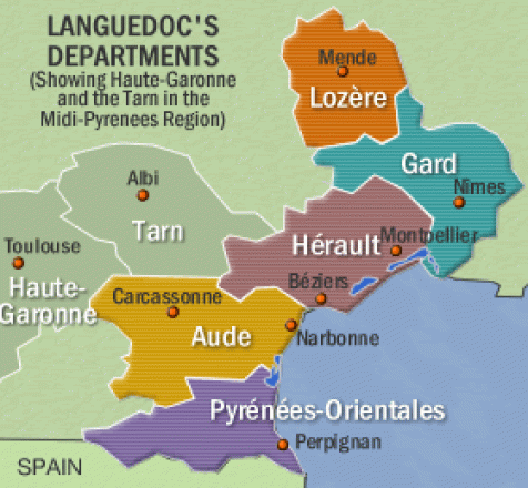 Hérault ligger på kustlåglandet vid Medelhavet